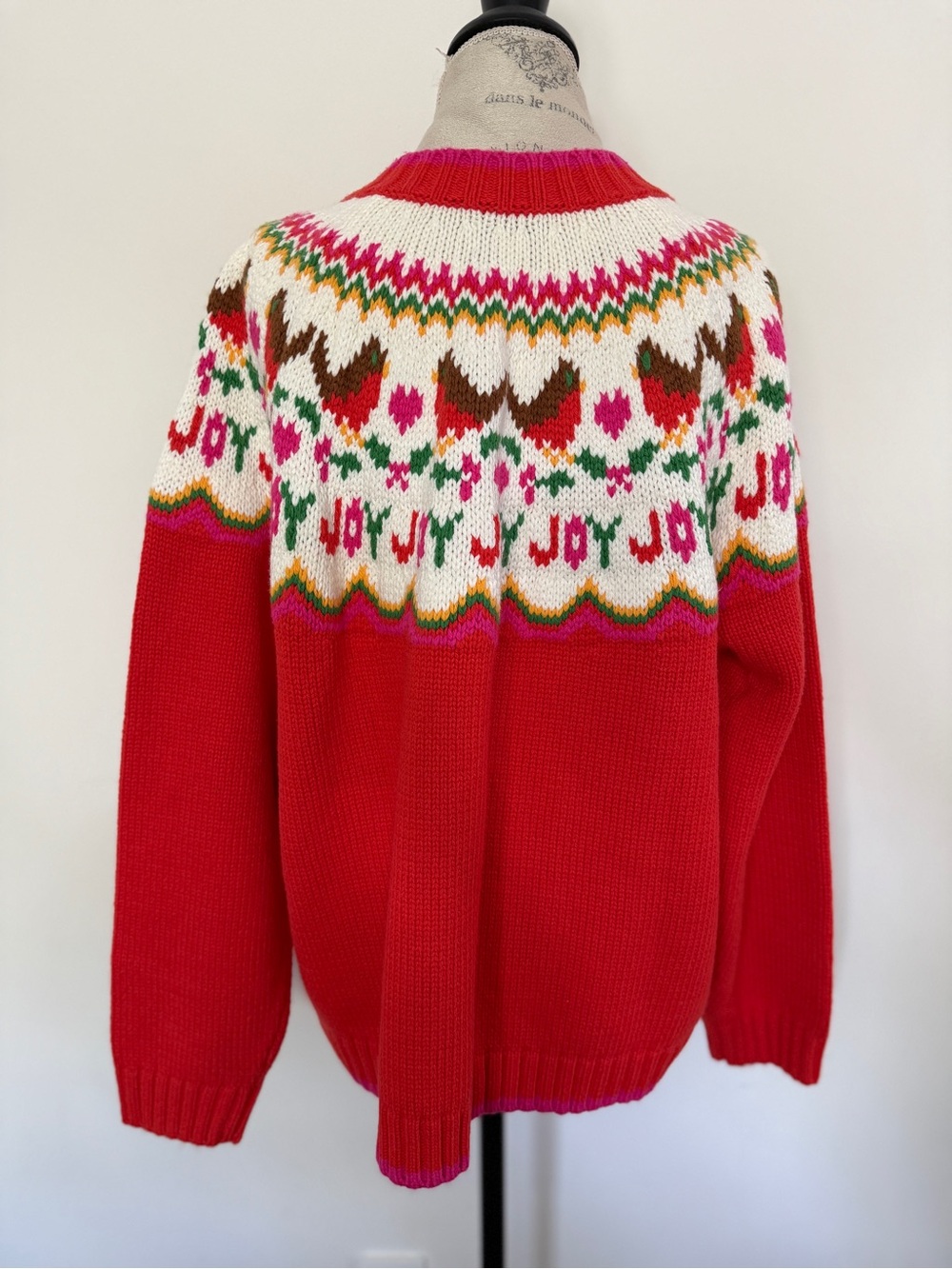 Lands' End Red Fair Isle Button-Up Cardigan - Picture 6 of 10